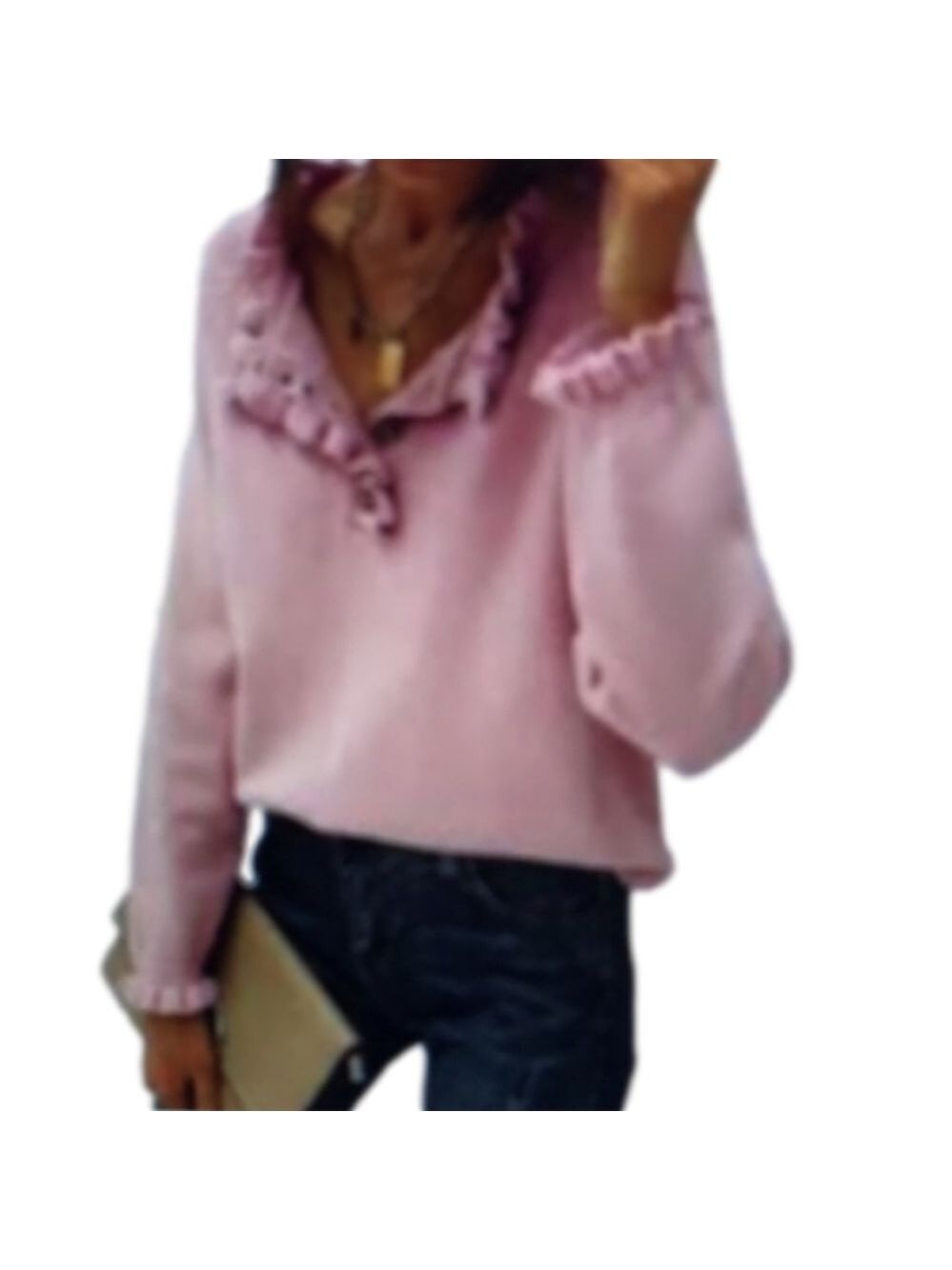 BTFNM RUFFLE KNIT PULLOVER SWEATER SIZE LARGE
